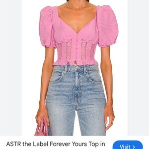 Astr Fuchsia Puff Sleeve Blouse